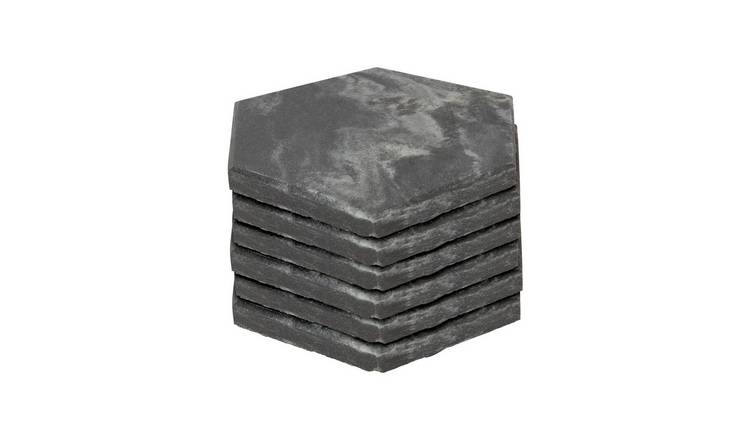 Argon Tableware Hexagonal Marble Coasters - Black - Pack of 6
