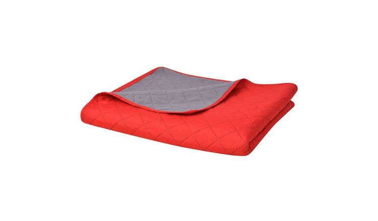 Walplus Cotton Double-sided Quilted Bedspread and - Red and Grey - 170 x 210 cm