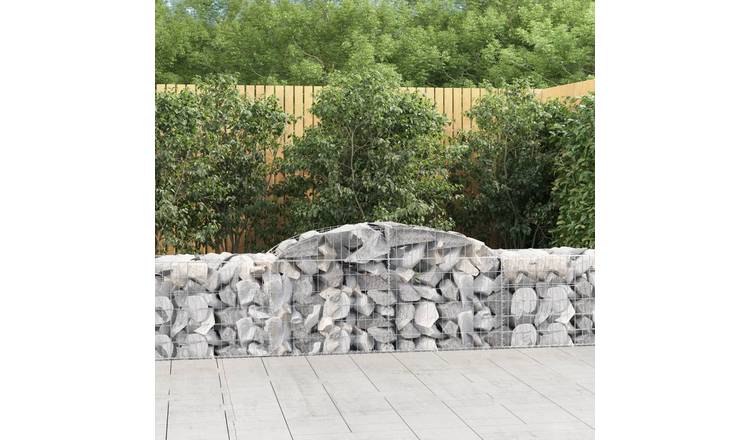 Walplus Pack of 4 Galvanised Iron Gabion Basket - Silver - 300 x 50 x 60-80 cm