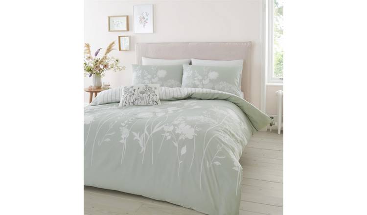 Catherine Lansfield Meadowsweet Floral Duvet Cover Set - Single - Green