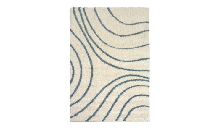 Mega Flooring Blue Shaggy Abstract Rug - 120 x 170cm