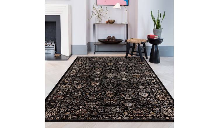 Mega Flooring Black Traditional Bordered Rug - 120 x 166cm