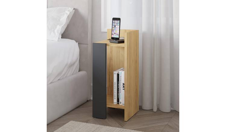 Decortie Elos Particleboard Bedside Table - Oak & Anthracite