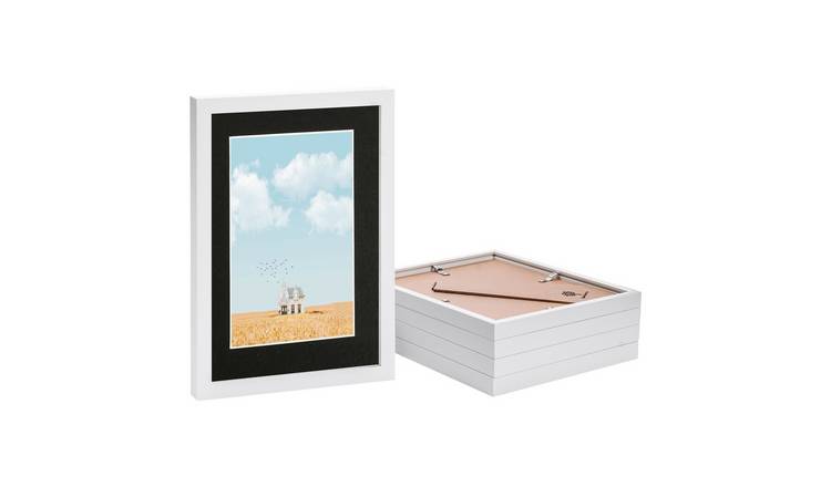 Nicola Spring Photo Frames - 8 x 12" with A5 Mount - Set of 5 - White