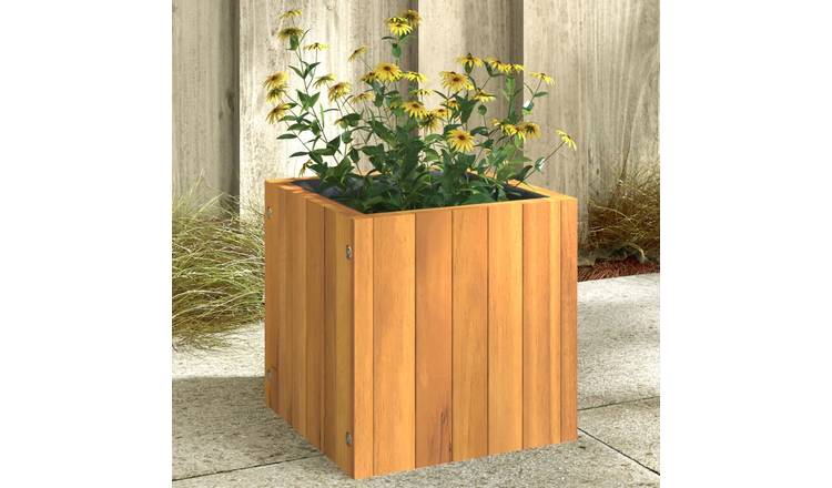 Walplus Acacia Wood Garden Planter - 25 x 25 x 25 cm
