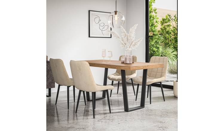 Furniture Online Aria Nova Oak Effect Dining Table & 6 Grey Chairs
