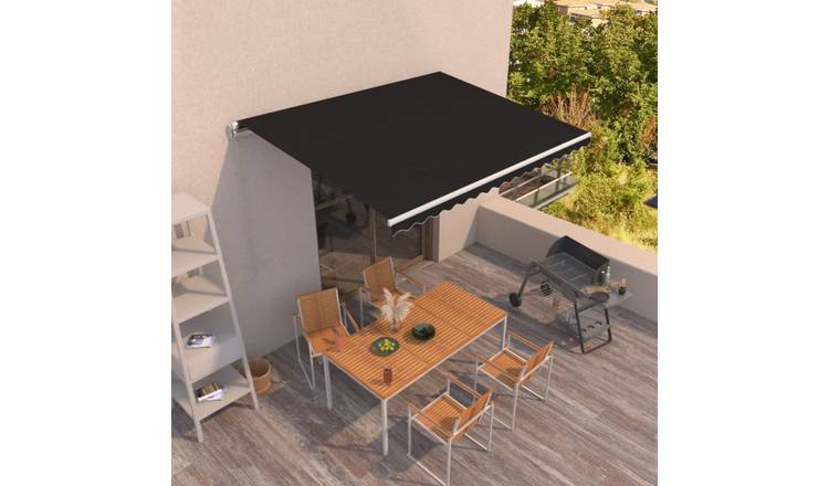 Walplus Manual Polyester Retractable - Anthracite - 450x350 cm - White Frame
