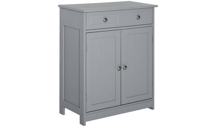 Kleankin 2 Drawer Freestanding Bathroom Storage Cabinet Unit - Grey