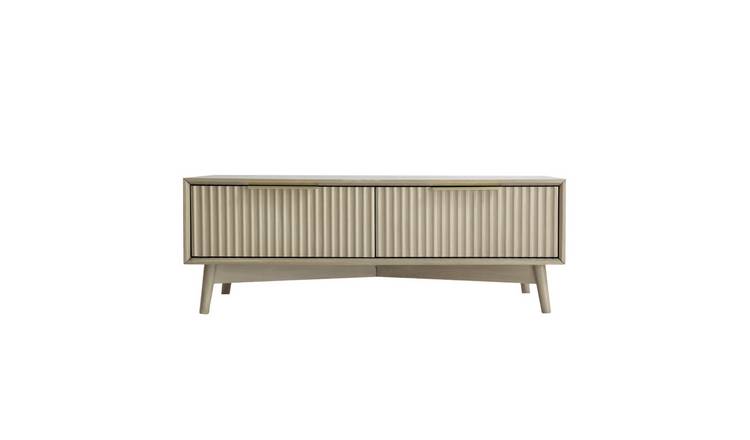 HomeGardenDirect Monza Fluted Coffee Table with Fluted Drawers - Pale Ash