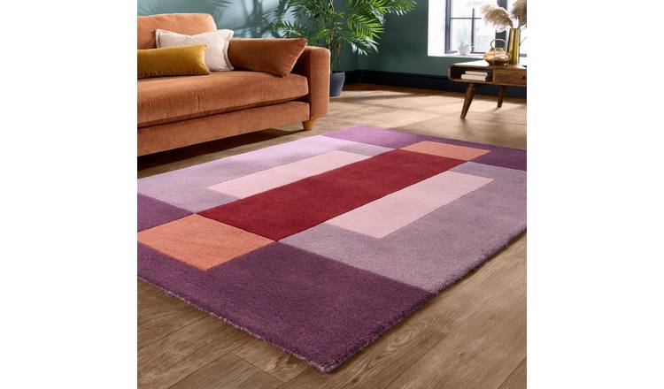 Mega Flooring Purple Modern Chequered Rug - 120 x 170cm