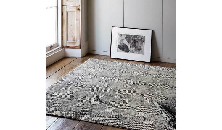 Mega Flooring Black Modern Geometric Rug - 120 x 170cm