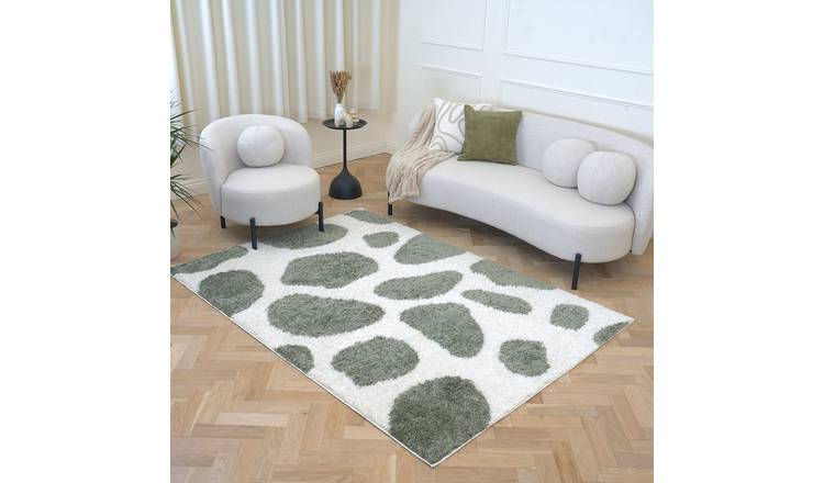The Rugs Green Moodi Pebble Shaggy Rug - 120 x 170cm