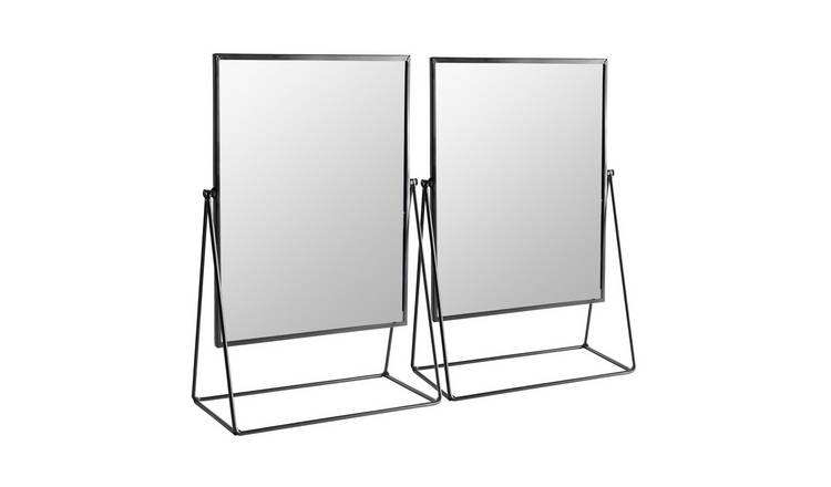 Harbour Housewares Rectangle Makeup Mirrors - Black - Pack of 2 - 22 x 39cm