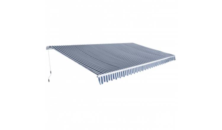 Walplus Polyester Awning - Blue and White - 600 x 300 cm