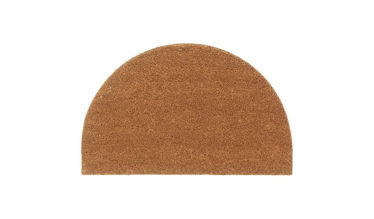 Walplus 16 mm Thick Half Round Coir Door Mat - Natural - 50 x 80 cm
