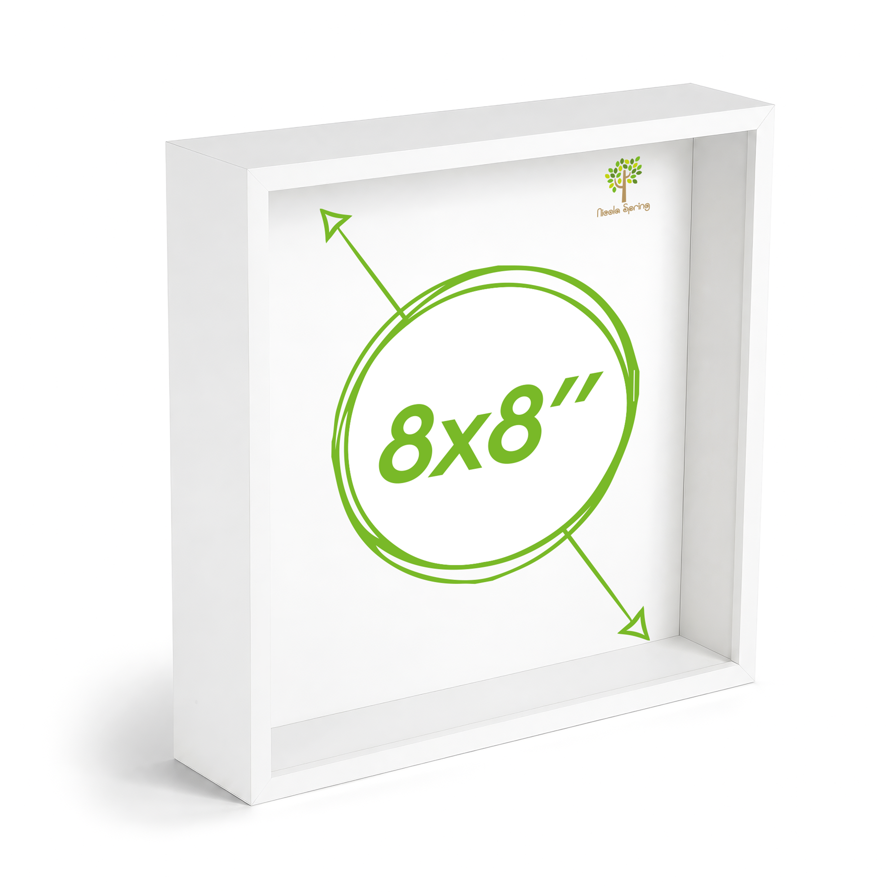 Nicola Spring 3D Deep Box Photo Frame 8 x 8" - White - Image 1