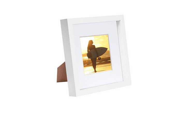 Nicola Spring 3D Box Photo Frame - 8" x 8" with Mount - White