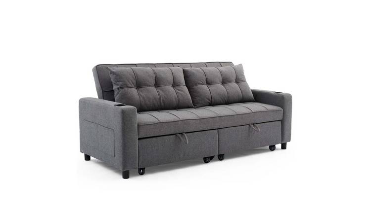 Furniture Online Hudson Sofa Bed 3 Seater Linen Sofa – Grey