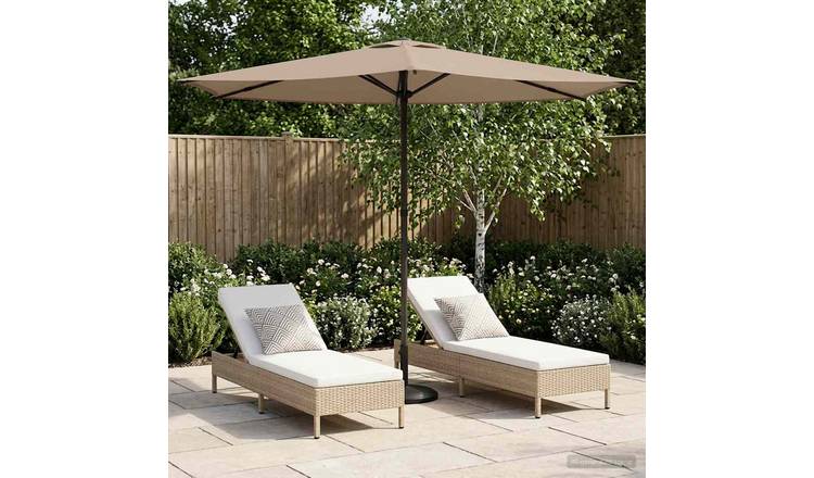 Walplus Rectangular Polyester Garden Parasol - Taupe - 269 x 269 x 223 cm