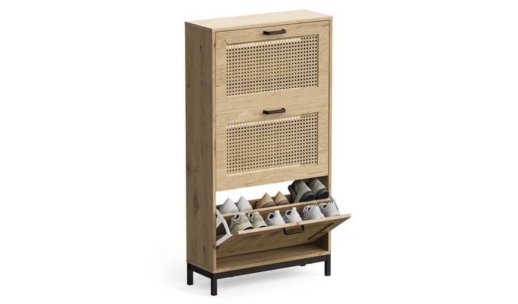 Vonhaus Lena Shoe Storage Cabinet for Hallway - Brown