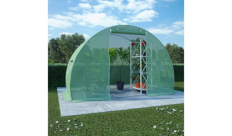 Walplus Galvanised Steel Greenhouse 4.5m² - Green - 300 x 150 x 200 cm