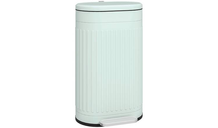 HOMCOM 30L Metal Pedal Bin with Inner Bucket - Light Green