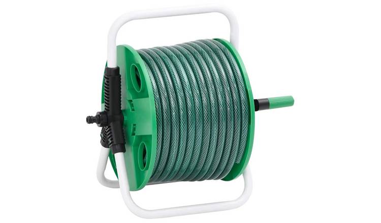 Walplus Free Standing Hose Reel with Hose Fitting Set - Green - 40 x 30 x 41 cm