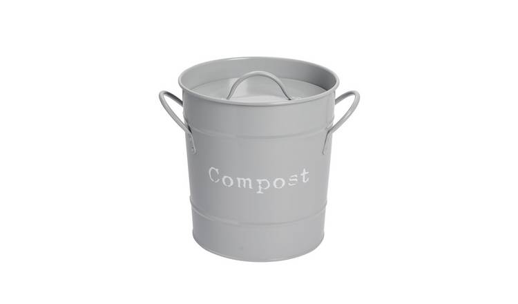 Harbour Housewares Vintage Metal Kitchen Compost Bin - Grey