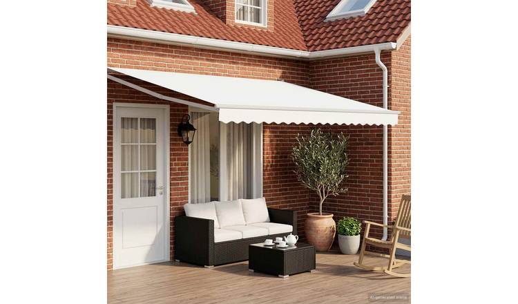 Walplus Electric Polyester Retractable Awning - White - 400 x 300 cm
