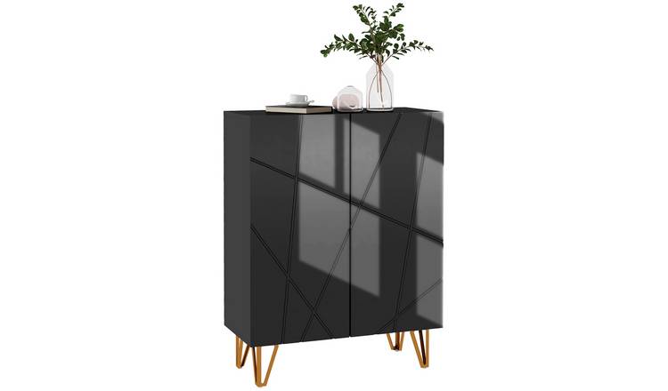 HOMCOM Modern High Gloss shoe cabinet - Black
