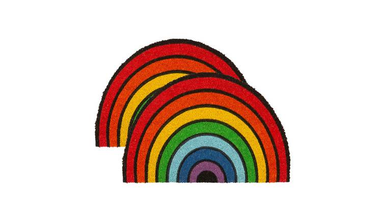 Nicola Spring Coir Half Moon Door Mats - Rainbow - Pack of 2