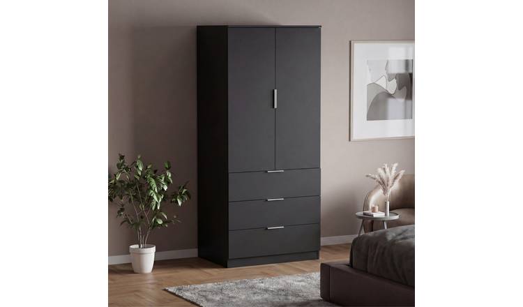 Vida Designs Trega 2 Door 3 Drawer Wardrobe - Black