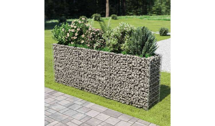 Walplus Galvanised Steel Gabion Raised Bed - Silver - 270 x 50 x 100 cm