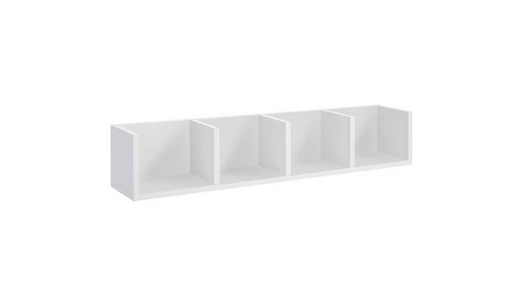 HOMCOM Wooden Wall Mounted 4 Cubes CD Storage Shelf  - White