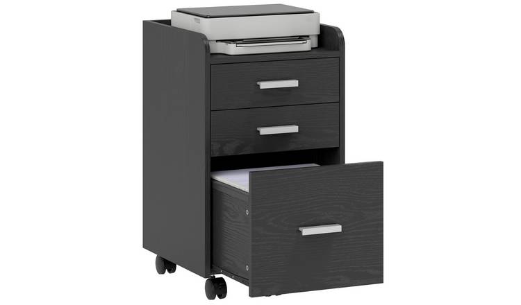 HOMCOM 3 Drawer Filing Cabinet with Edged Top for Home Office - Black