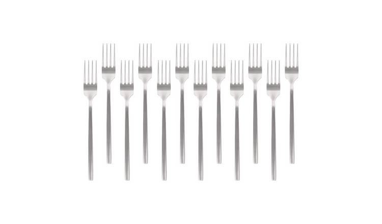 Argon Tableware Stainless Steel Dinner Forks - Silver - Pack of 12