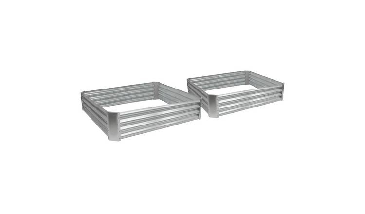 Harbour Housewares Square Raised Garden Beds 120cm x 120cm - Silver - Pack of 2