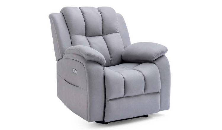 Furniture Online Brookline Electric Tech Fabric Recliner USB Chair - Grey