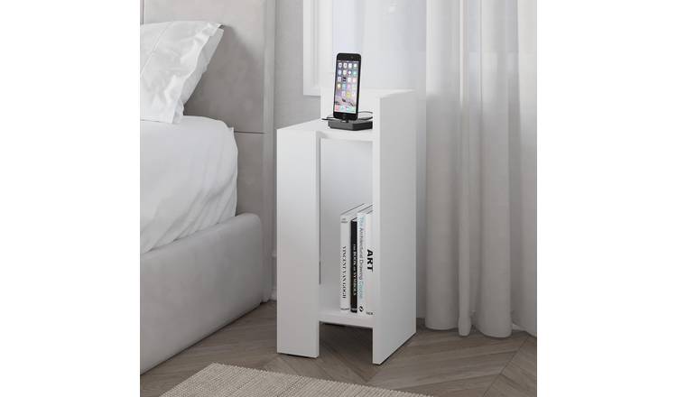 Decortie Elos Melamine Coated Particleboard Bedside Table - White