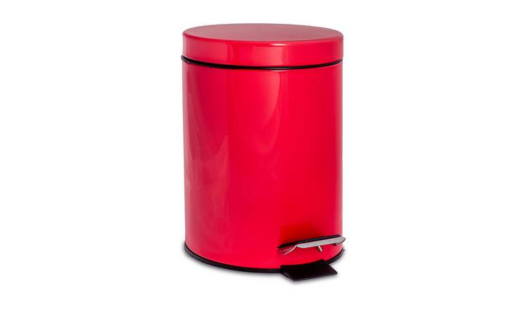 Harbour Housewares Round Bathroom Pedal Bin - 3 Litre - Red