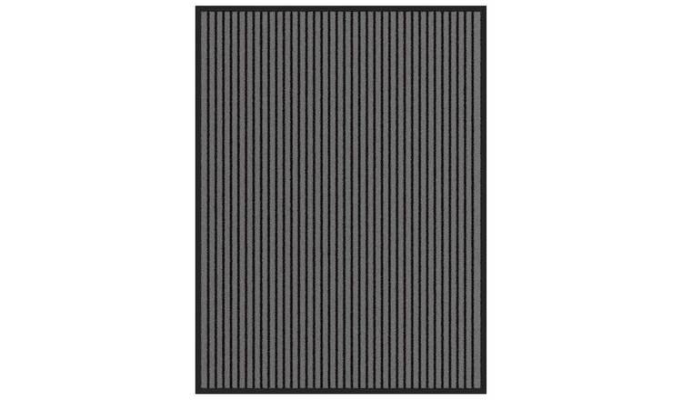 Walplus Polypropylene Doormat - Stripe Black and Grey - 90 x 120 cm