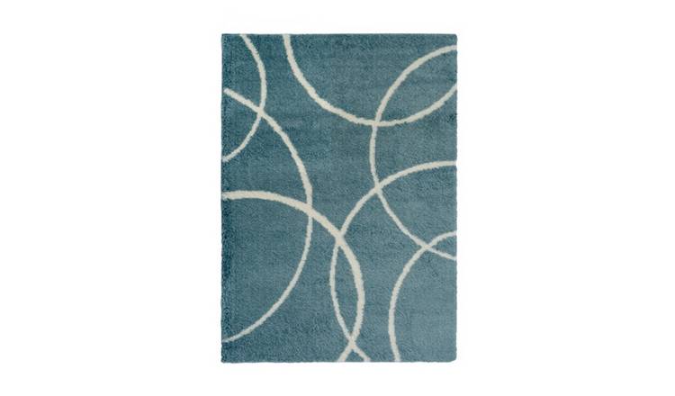 Mega Flooring Blue Shaggy Abstract Rug - 120 x 170cm
