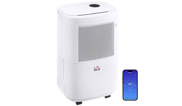 HOMCOM 10L Portable Quiet Dehumidifier with Wifi Smart App Control - White