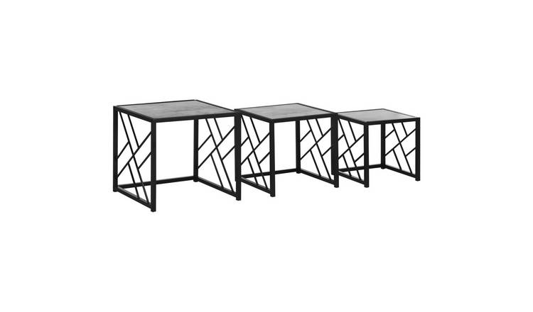 HOMCOM Set of 3 Nesting Coffee Tables - Grey