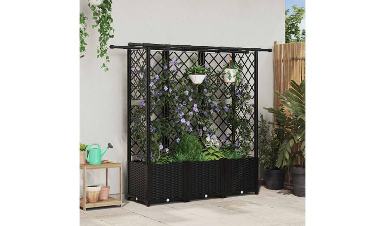 Walplus Polypropylene Raised Garden Bed - Black - 163.5 x 40 x 138 cm