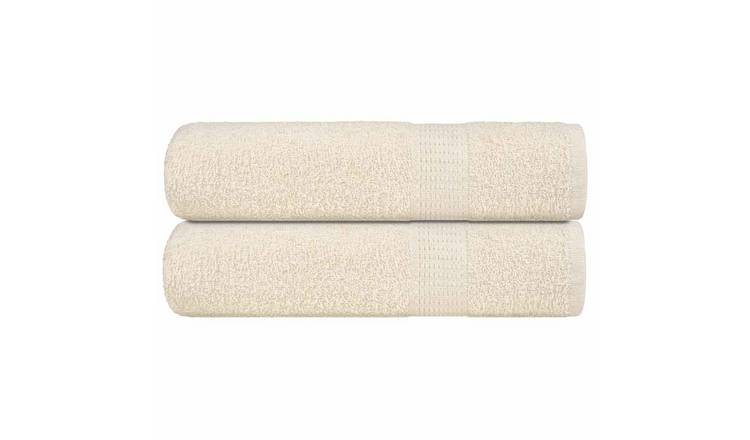 Walplus Pack of 2 Cotton Bath Towels - Cream - 100 x 150 cm