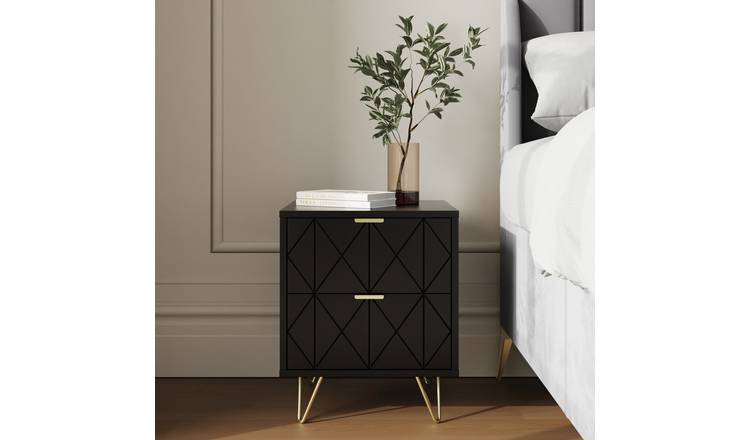 GFW Alora 2 Drawer Bedside Table - Black