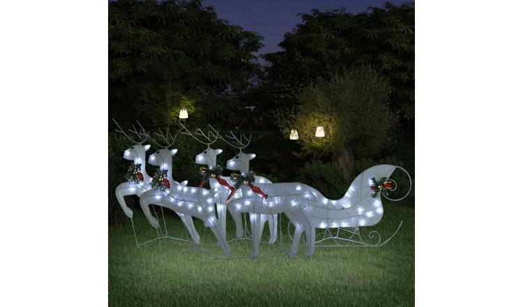 Walplus Reindeer and Sleigh Christmas Decoration 100 LEDs Outdoor - White