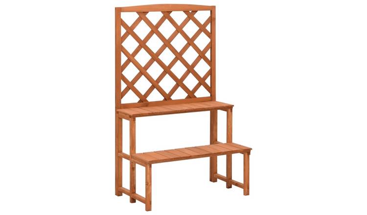 Walplus Solid Fir Wood Plant Stand - Brown - 70 x 42 x 115 cm