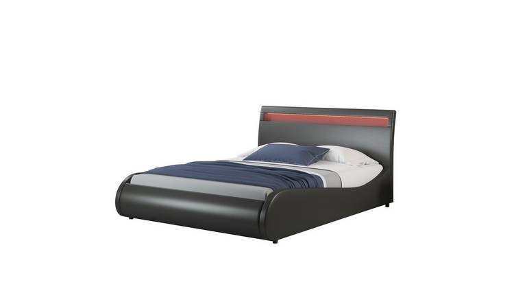 Slumberworks Orion LED Lights Headboard Gaming Double Bed Frame – Black
